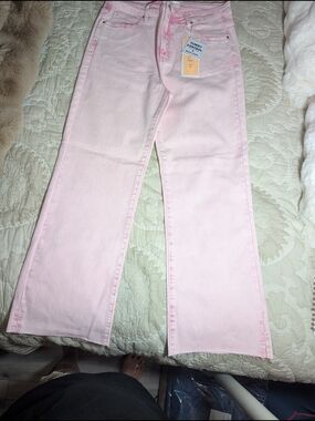 Risen High-Rise Pink Wide-Leg Jeans